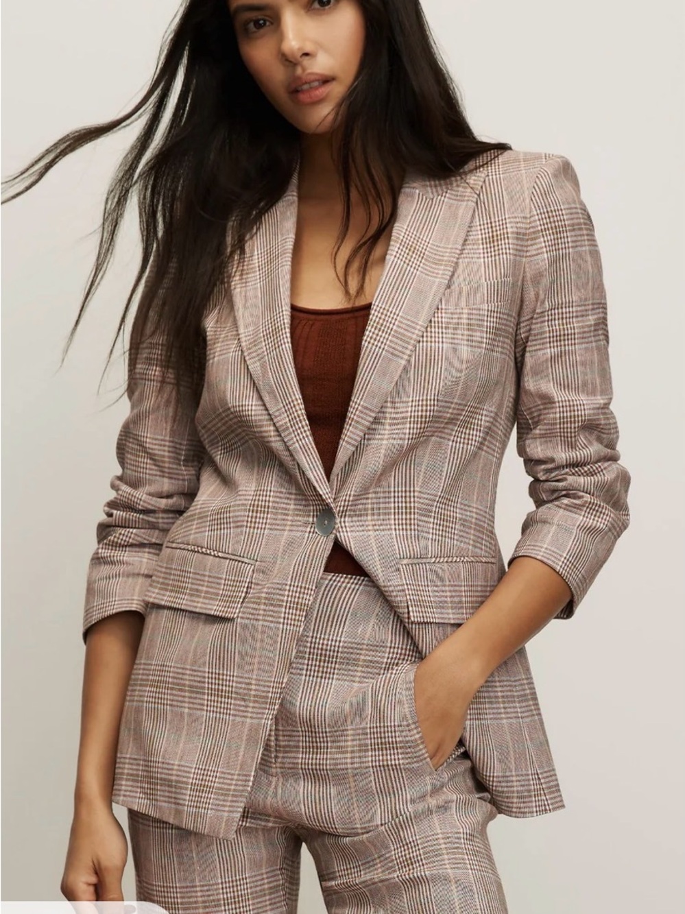 2026 Authentic Veronica Beard Clayton Plaid Dickey Jacket in Raisin Multi - Picture 7 of 13